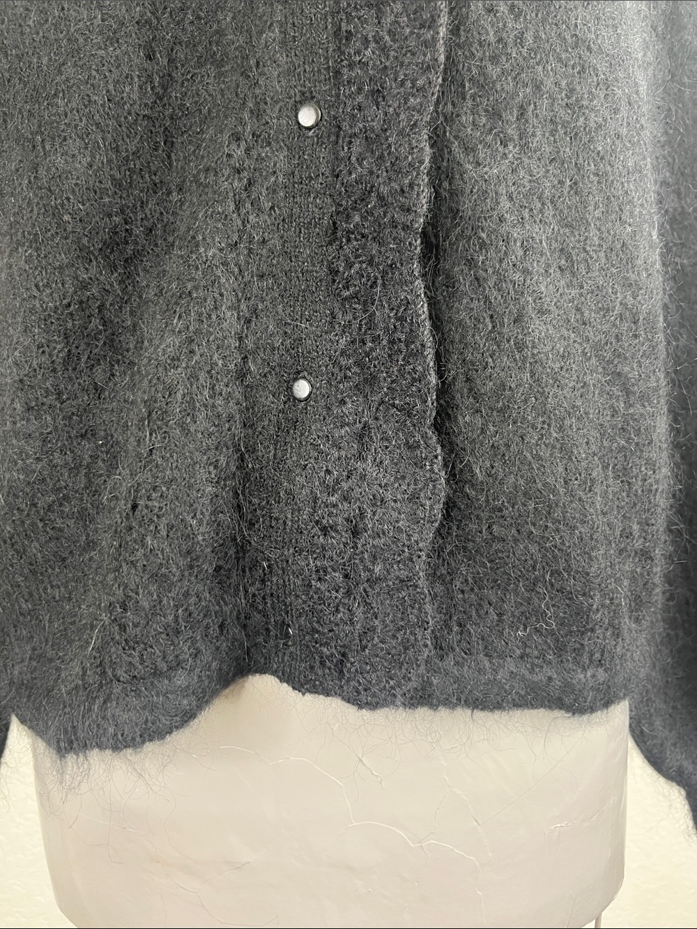 Sezane Gilet Angie Noir Kid Mohair Cardigan Sweater - Picture 6 of 14